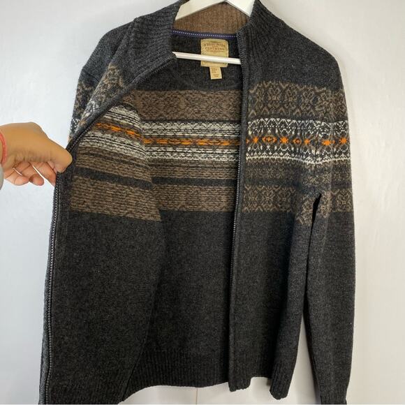 Telluride Clothing Fair-Isle Full Zip Cardigan Wool Blend Charcoal Gray Medium - Picture 5 of 13